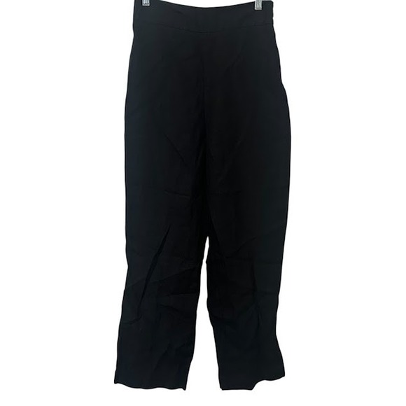 Sezane Black 100% Linen Wide Leg High Rise Trouser Crop Pants Womens 38 (US 6) - Picture 1 of 5